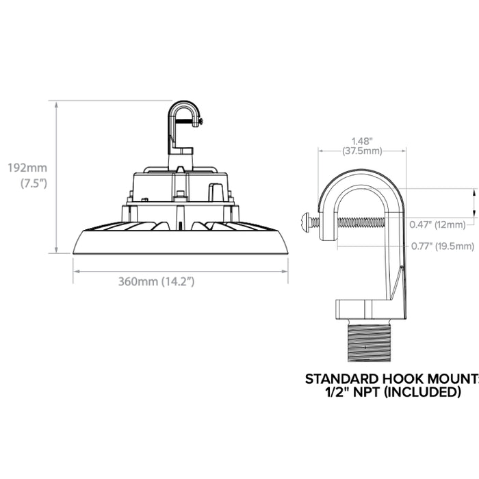 Columbia CRN2 150W/200W/240W LED Round Wet Location High Bay, CCT Selectable