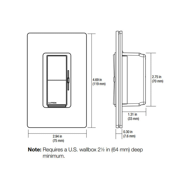 Lutron DVCLN-153P-WH Diva LED+ 150W Dimmer with Night Mode, Single Pole/3-Way/Multi-Location