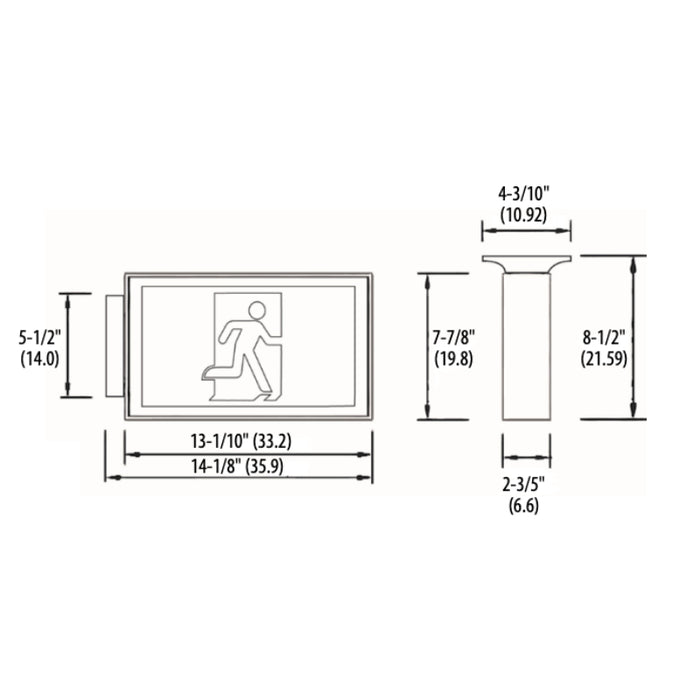 Lithonia EARM Signature Extruded Aluminum Running Man Sign, Nickel-cadmium Battery, Double face, Self-diagnostics, 120V