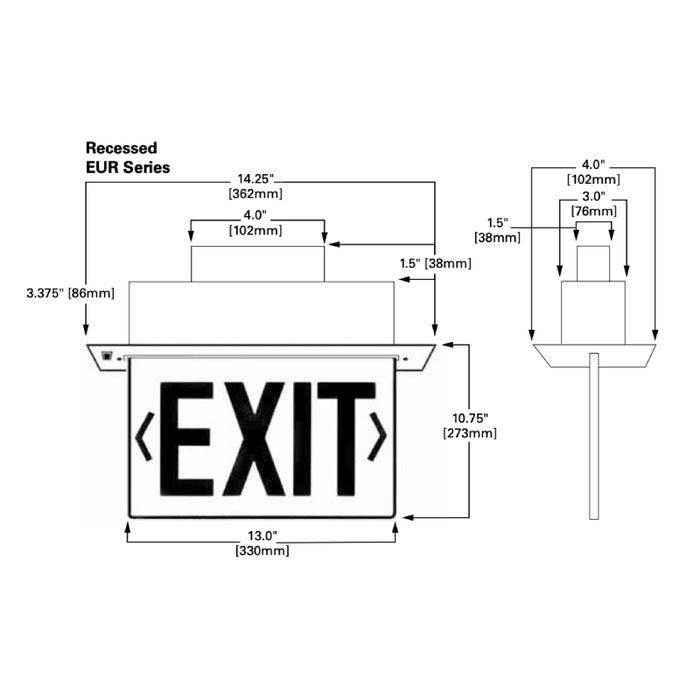 Sure-Lites EUR LED Edge Lit Exit Sign, Recessed Mount
