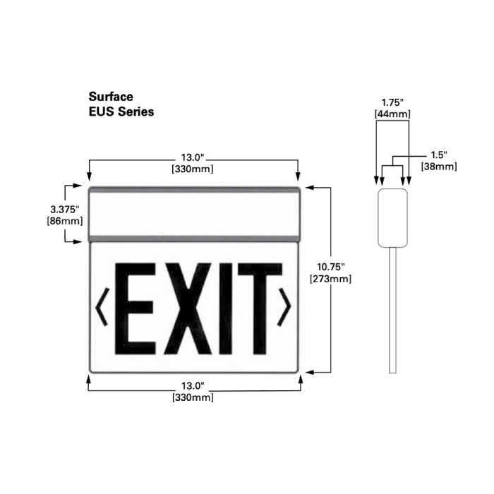 Sure-Lites EUS LED Edge Lit Exit Sign, Surface Mount