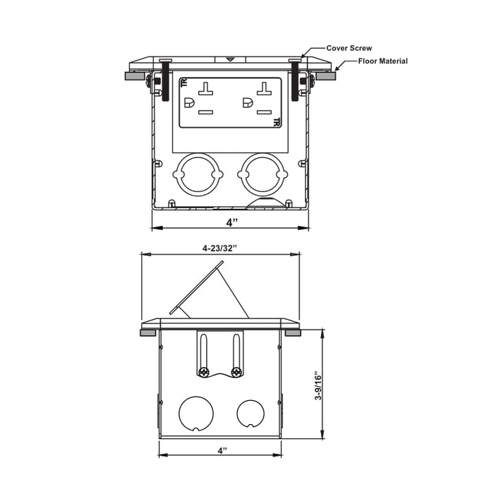 Orbit FLBPU-L-S-SS 1-Gang Floor Box Assembly Pop-up Type