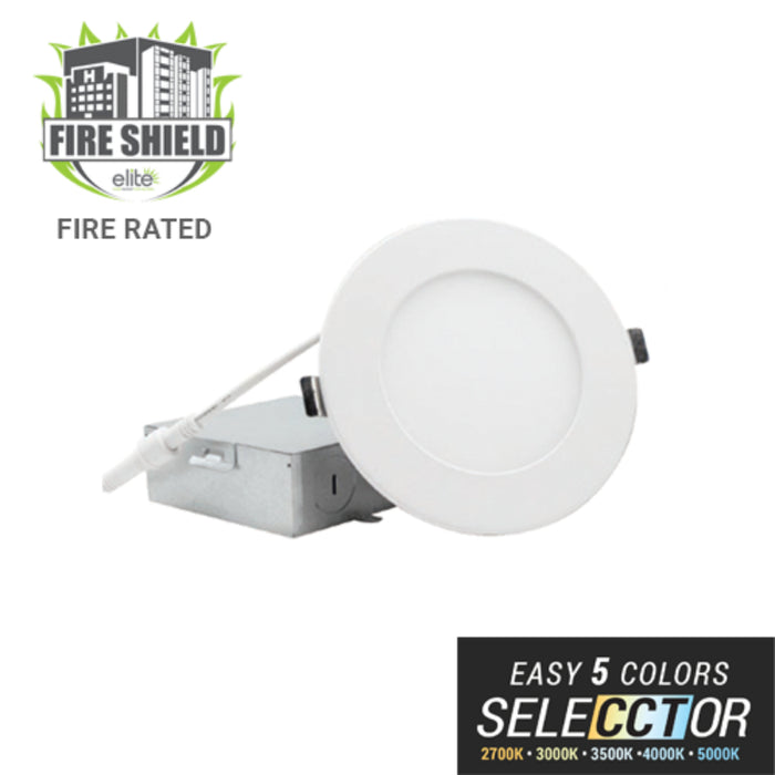 Elite FS-RL375 3" 8W, 500 Lm, Fire Rated Round Slim LED, CCT Selectable, Dimmable, 120V