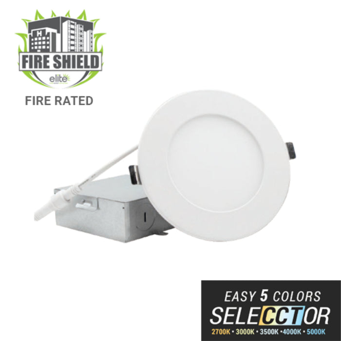 Elite FS-RL475 4" 12W, 800 Lumens, Fire Rated Round Slim LED, CCT Selectable, Dimmable, 120V