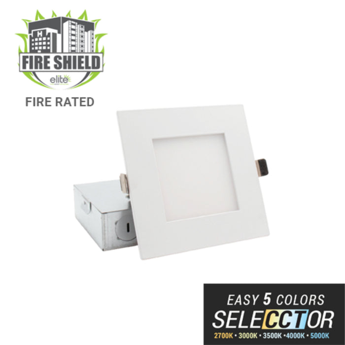 Elite FS-RL476 4" 11W, 700 Lumens, Fire Rated Square Slim LED, CCT Selectable, Dimmable, 120V