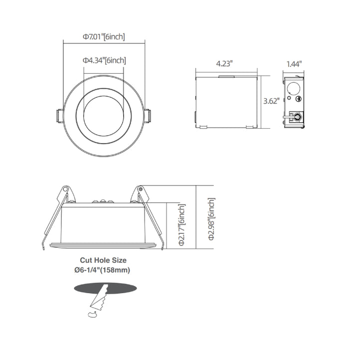 Elite FS-RL640 6" Fire Rated Round Slim LED, CCT Selectable