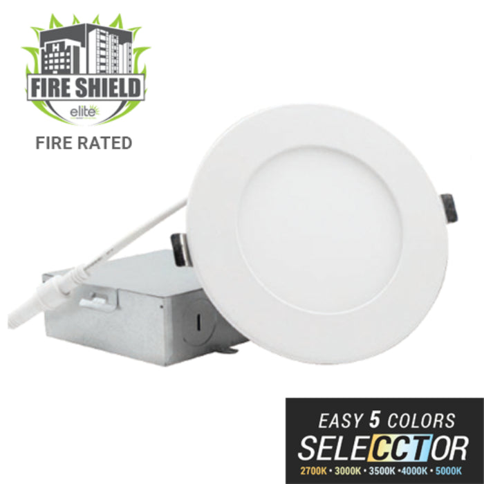 Elite FS-RL675 6" Canless LED Fire Rated Round Slim , CCT Selectable, 1100 Lumens, 120V