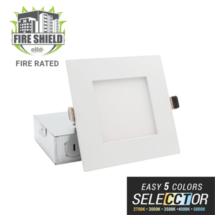 Elite FS-RL676 6" Canless LED Fire Rated Square Slim, 1000 Lumens, CCT Selectable, 120V
