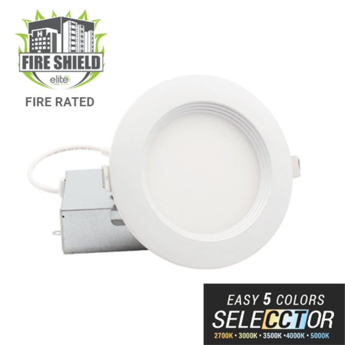 Elite FS-RL679 6" Canless LED Baffle Fire Rated Round Slim , CCT Selectable, 1100 Lumens, 120V