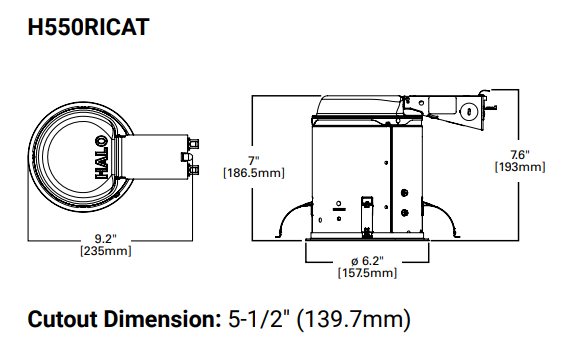 Halo H550RICAT 5" IC AIR-TITE LED Remodel Housing