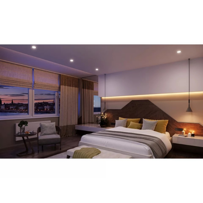 Halo HLA 6" Round Super Adjustable Recessed Canless LED Downlight, 5CCT Selectable, 120V, Matte White