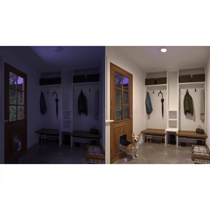 Halo HLCEMS 6" Surface Mount LED Disk Light with Integrated Motion Sensor, 5CCT Selectable, 1305 Lumens, 120V, Matte White, California Version