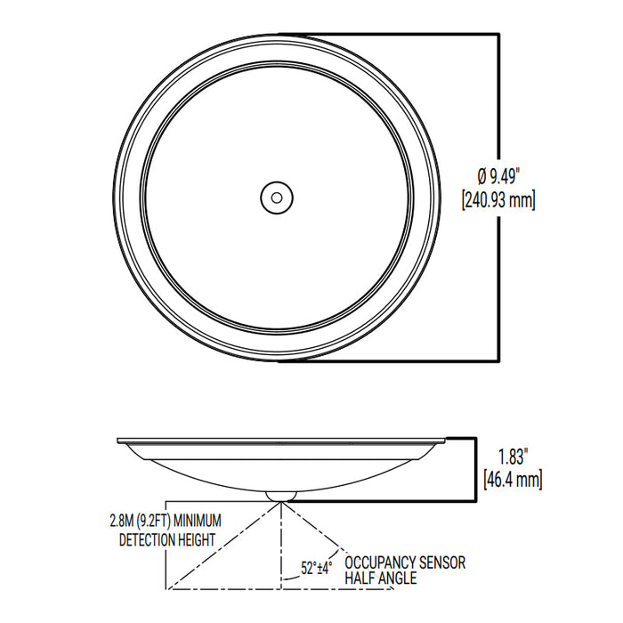 Halo HLSMS912 9" Round LED Low Profile Surface Mount with Motion Senson, CA