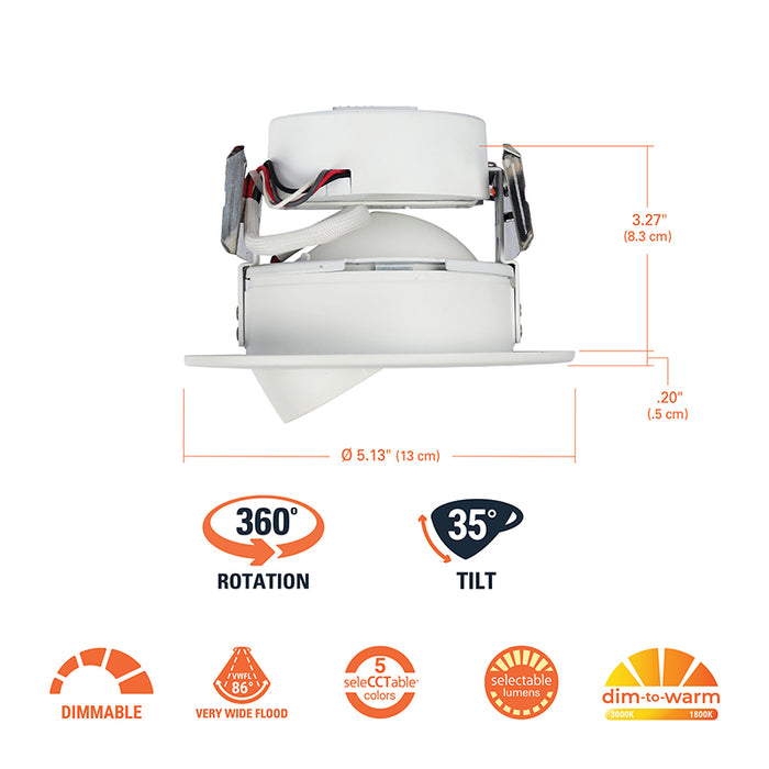 Halo RA4LS 4" Baffle Adjustable Recessed LED Trim, 5CCT & 2 Lumens Selectable, Dim-to-Warm, 5% Phase Cut LE/TE Dimming, 120V, Matte White