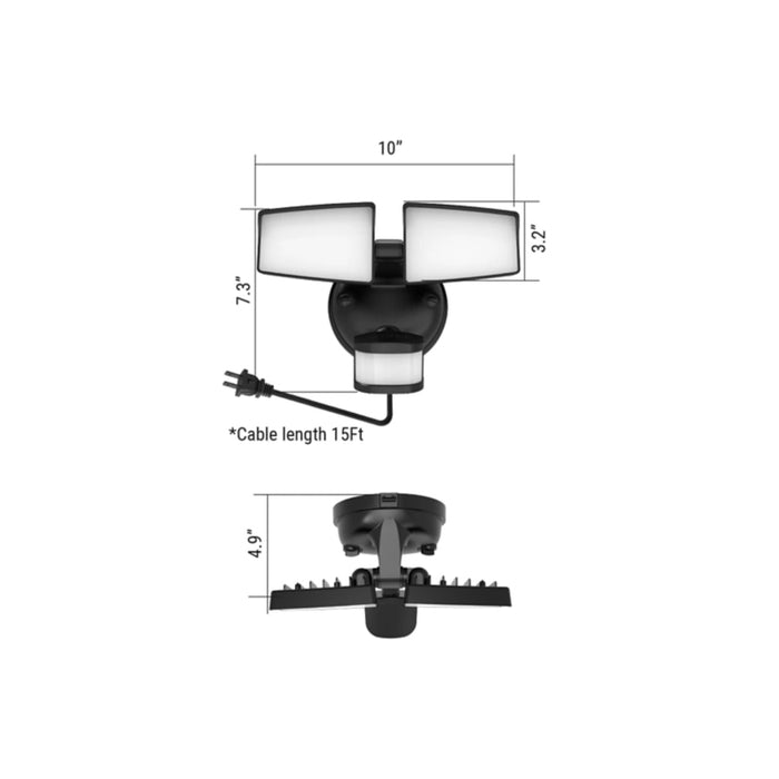 Halo SEC2HS SEC Series Twin Head Motion & Security LED Floodlight, 5CCT & 4 Lumens Selectable, 120V