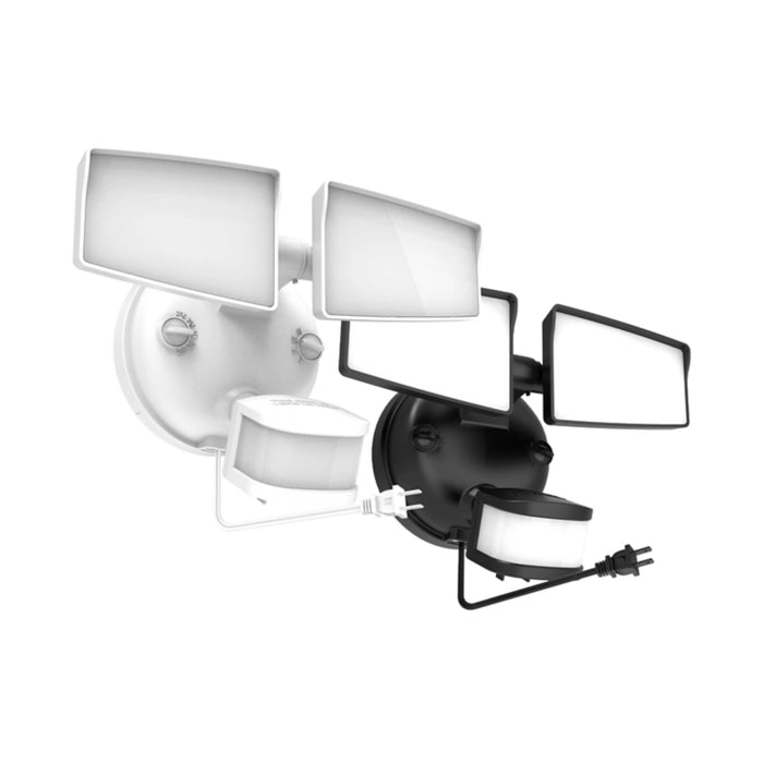 Halo SEC2HS SEC Series Twin Head Motion & Security LED Floodlight, 5CCT & 4 Lumens Selectable, 120V - Plug&Cord