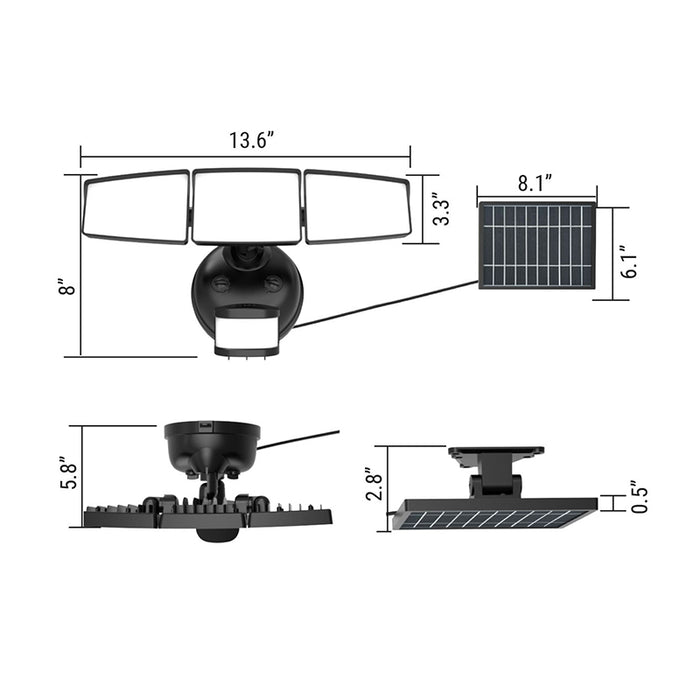 Halo SEC3HSSOL SEC Series Triple Head Motion & Security LED Floodlight, Solar-Powered, 5CCT & 4 Lumens Selectable