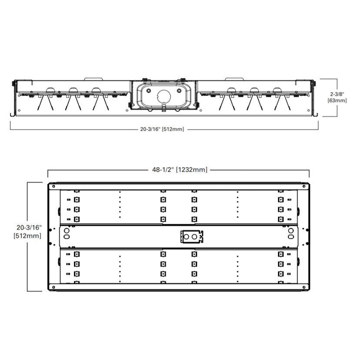 Metalux HBLED-LD5-24SE-W-UNV-L850-CD2-U 20" x 48" LED High Bay Efficiency Luminaire, 24000 Lumens, Wide Distribution, 120-277V, 5000K, 0-10V Dimming