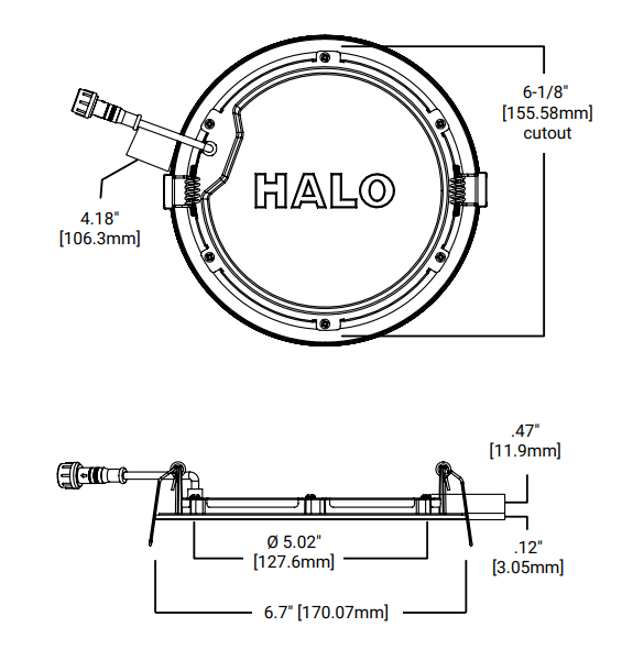 Halo HLB6 6" LED Round Lens Downlight with Remote Driver / Junction Box, 5 CCT Selectable, 120V