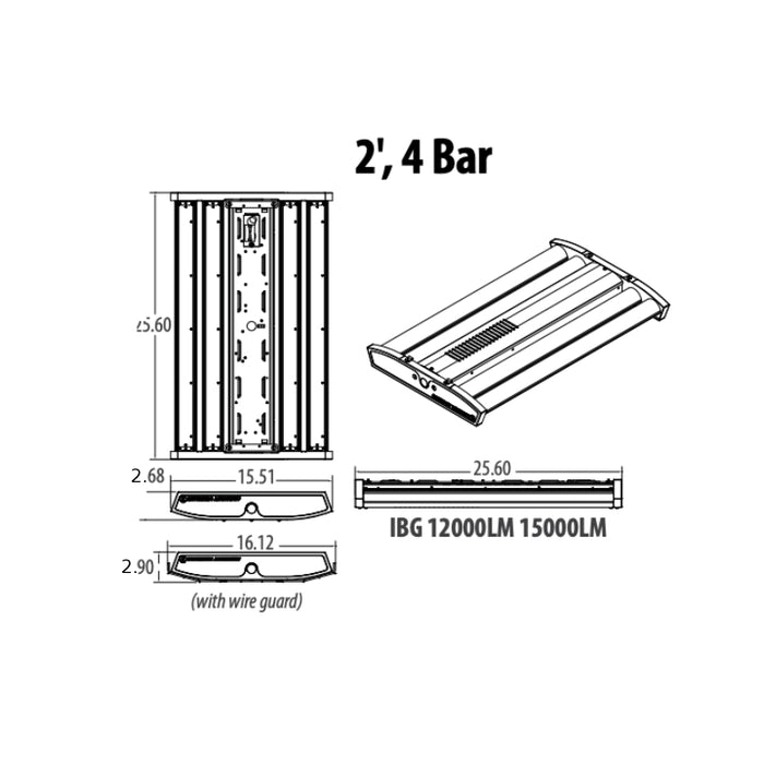 Lithonia IBG I-BEAM 68W LED High Bay, 12000lm, Premium Efficiency, 4000K, 120-277V