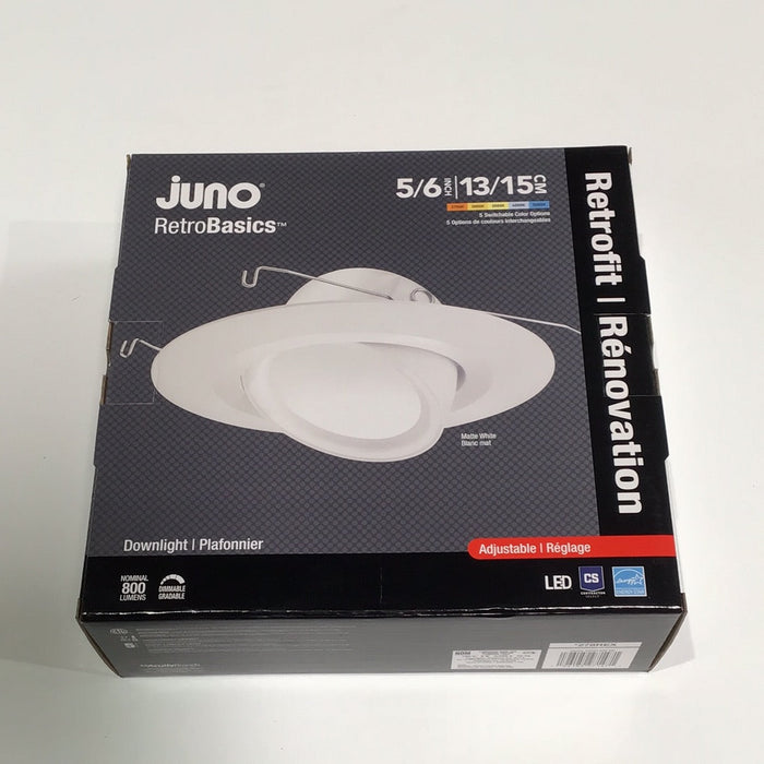 Juno RB56A SWW5 RetroBasics 5"/6" Switchable White LED Adjustable Gimbal Trim Kit