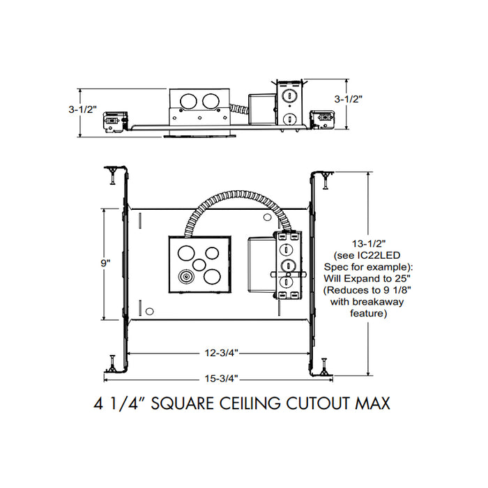 Juno IC1JBPF 07LM RED Series 4" IC-Rated New Construction Downlight Housing, Dedicated Driver 120V