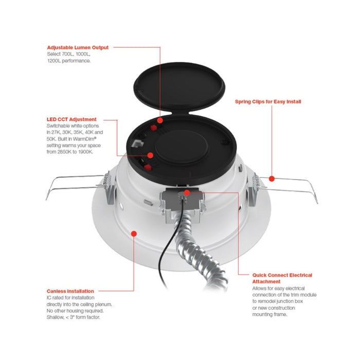 Juno JPDZ4 Podz 4" Canless Round LED Downlight, CCT Selectable, 120-277V