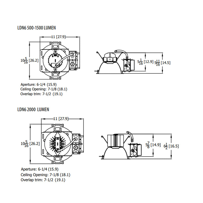 Lithonia Contractor Select LDN6 6" New Construction Non-IC LED Housing, Switchable CCT & Lumens