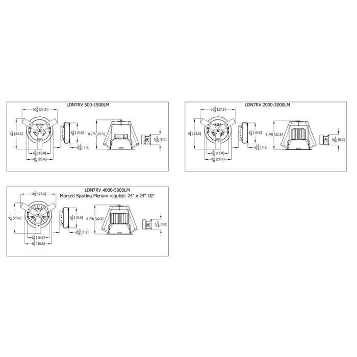 Lithonia LDN7RV 7" 55W LED Commercial Retrofit Downlights, 3500K, 5000 Lumens, 120-277V
