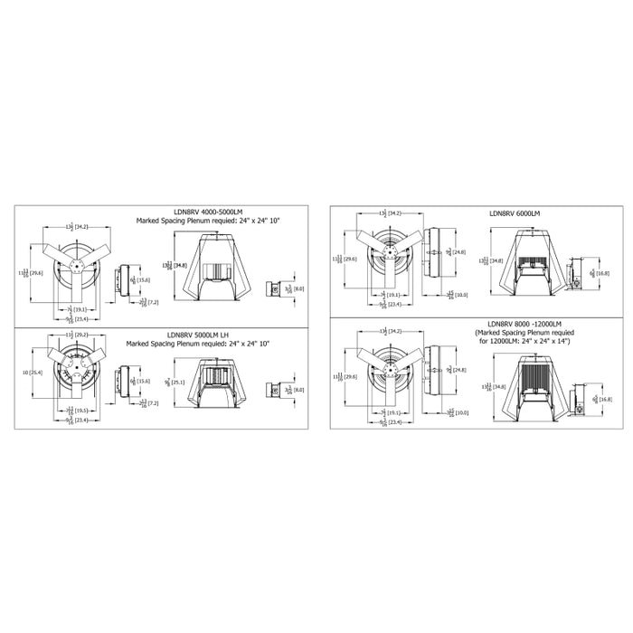 Lithonia LDN8RV 8" 98W LED Commercial Retrofit Downlights, 3500K, 8000 Lumens, 120-277V