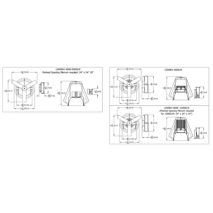 Lithonia LDN9RV 9" 117W LED Commercial Retrofit Downlights, 3500K, 10000 Lumens, 120-277V