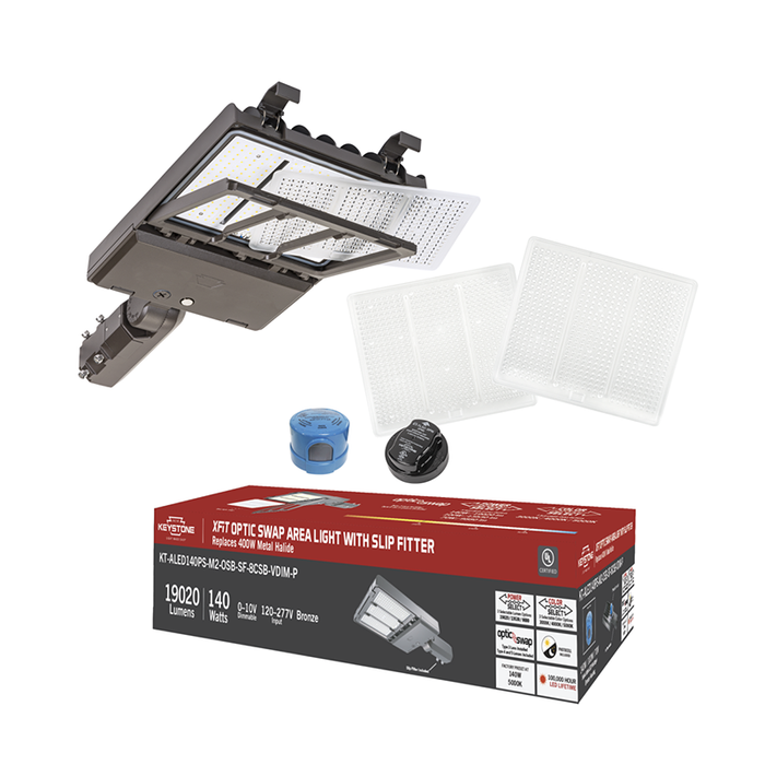 Keystone KT-ALED140PS-M2-OSB-PMA-8CSB-VDIM-P Pole Mount LED Area Light with Optic Swap, Power & CCT Selectable