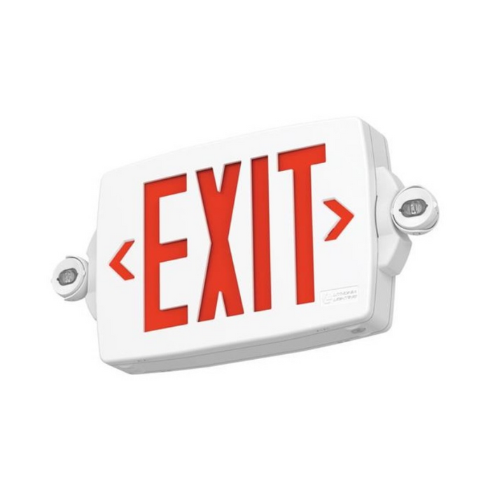 Lithonia Contractor Select LHQM Quantum Thermoplastic LED Emergency Light/Exit Combo, Single or Double Face, Red/Green Selectable, 120-277V - White