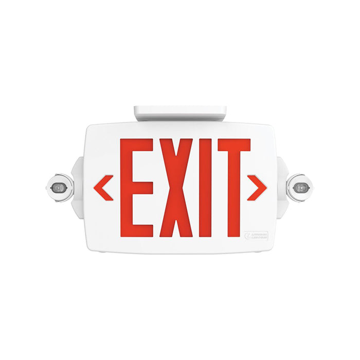Lithonia LHQM Quantum LED Exit Combo, Stencil Face, White Housing, Red/Green Switchable Letter, 120-277V, Self Diagnostic