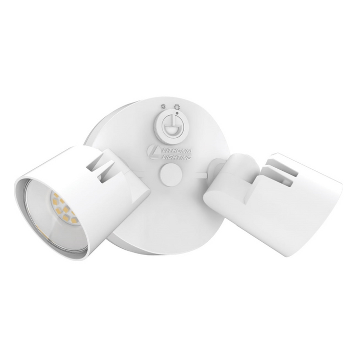 Lithonia Contractor Select HGX-ALO 15W/25W 2-Head HomeGuard LED Security Floodlight, Dusk-to-Dawn, 4000K, 120V - White