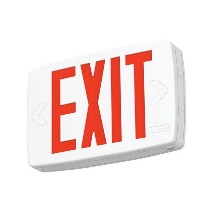 Lithonia Contractor Select LQM Quantum Thermoplastic LED Exit Sign with High-Output Battery, Single or Double Face, Red/Green Selectable, 120-277V