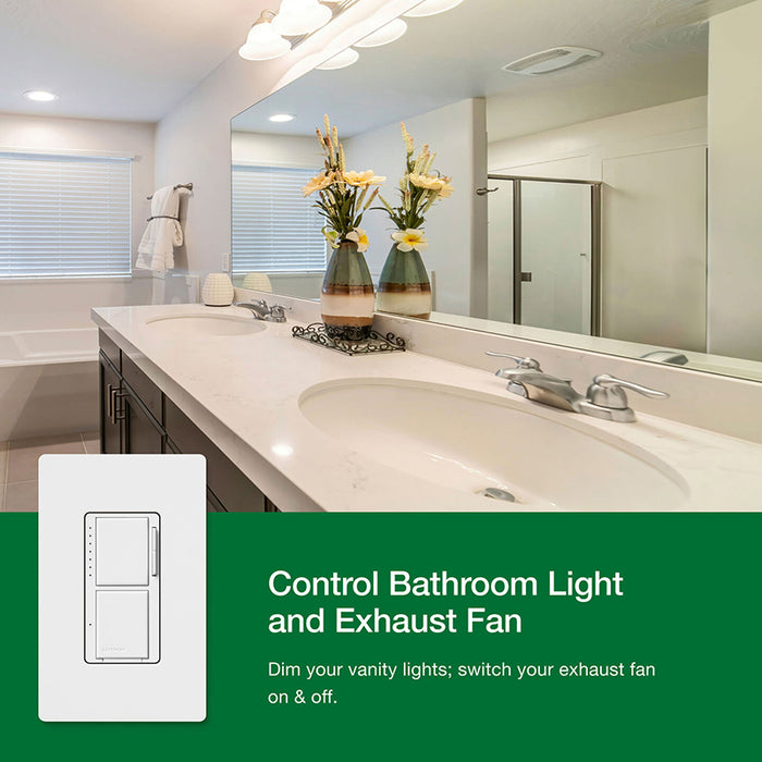Lutron MACL-L3S25-WH Maestro LED+ 75W Dual Dimmer and Switch, Single Pole