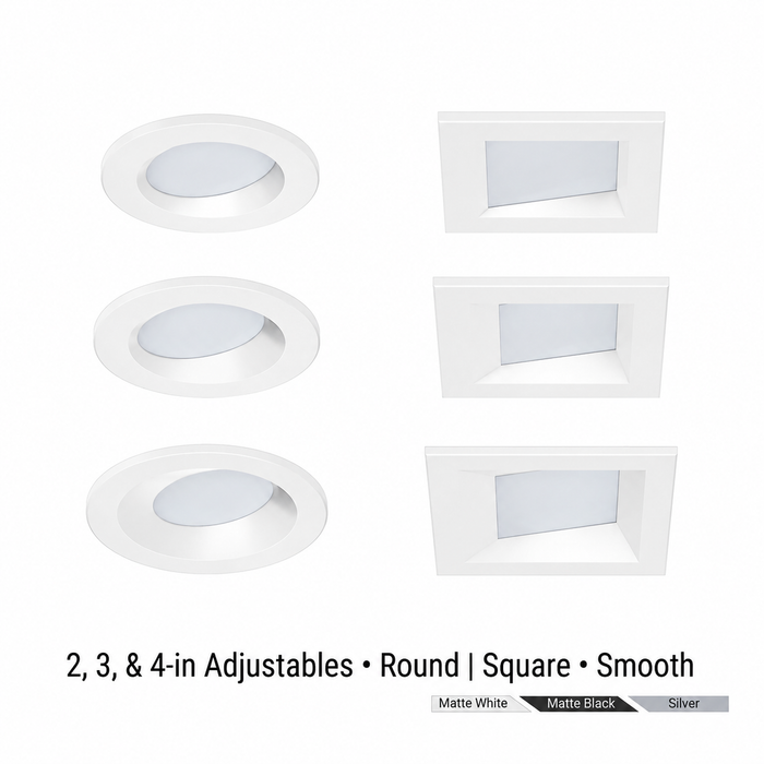 Halo ML3ALSFSE010R ML Flex Series 3" Round Smooth LED Canless Downlight, 5CCT & 3 Lumen Selectable, 120-277V