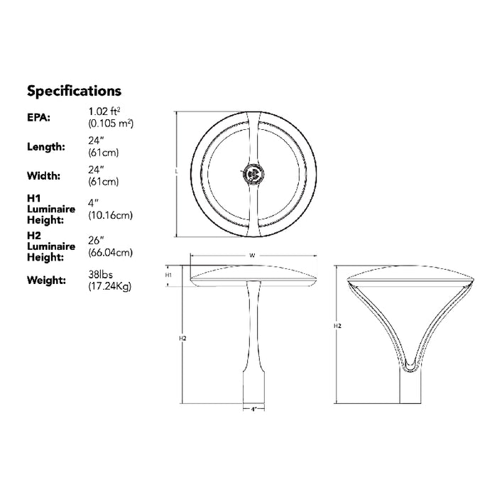 Lithonia RADPT Radean 123W LED Area Light, 5000K, 15000 Lumens, Type V, 120-277V, Tenon Mount