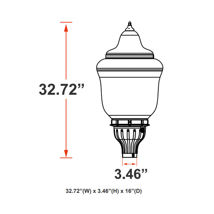 Westgate GPA-B32-80-150W-MCTP 80W/100W/150W LED Acorn Area Light, 3CCT & Lumens Selectable, 120-277V