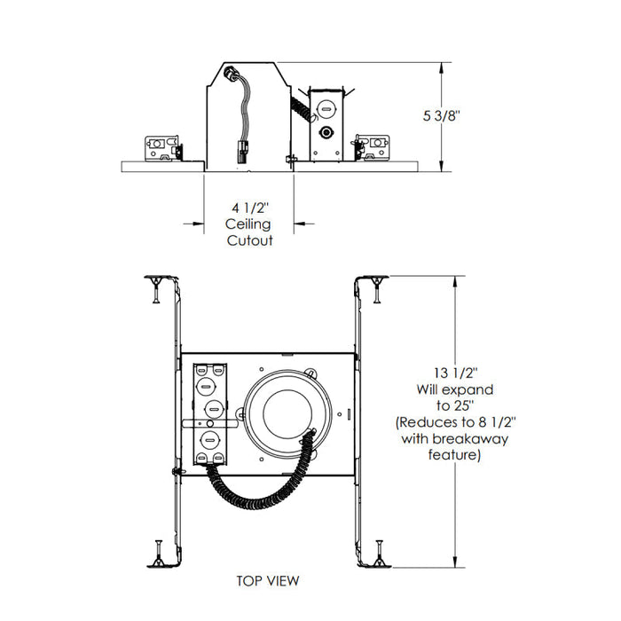 Juno Contractor Select QC4 W G Quick Connect 4" New Construction IC Housing with Push in Connectors & Gasket