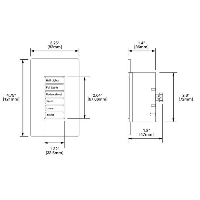 Greengate RC-3TLB-321 Room Controller Wallstation, 3 Large Buttons, Zone 1/Zone 2/All Off