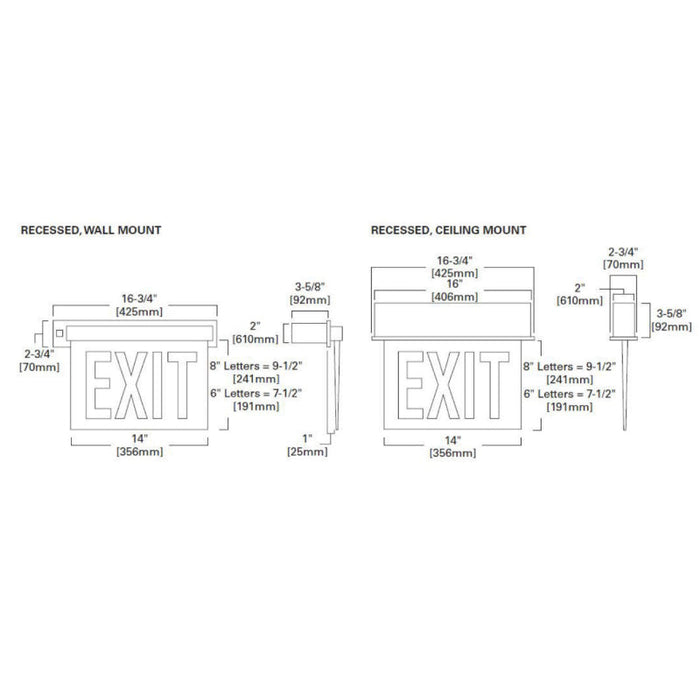 Marathon Recessed Edge-Lit Exit Sign