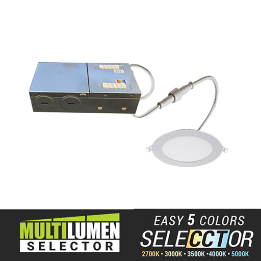 Elite REL475-ML-CCT 4" Round 6W/7W/9W LED Slim Disk Commercial Downlight, 5CCT & 3 Lumens Selectable, 120V, White Finish