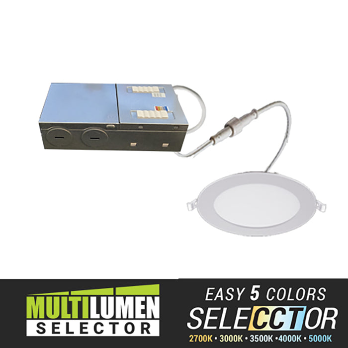 Elite REL675-ML-CCT 6" Round 7W/10W/13W LED Slim Disk Commercial Downlight, 5CCT & 3 Lumens Selectable, 120V, White Finish