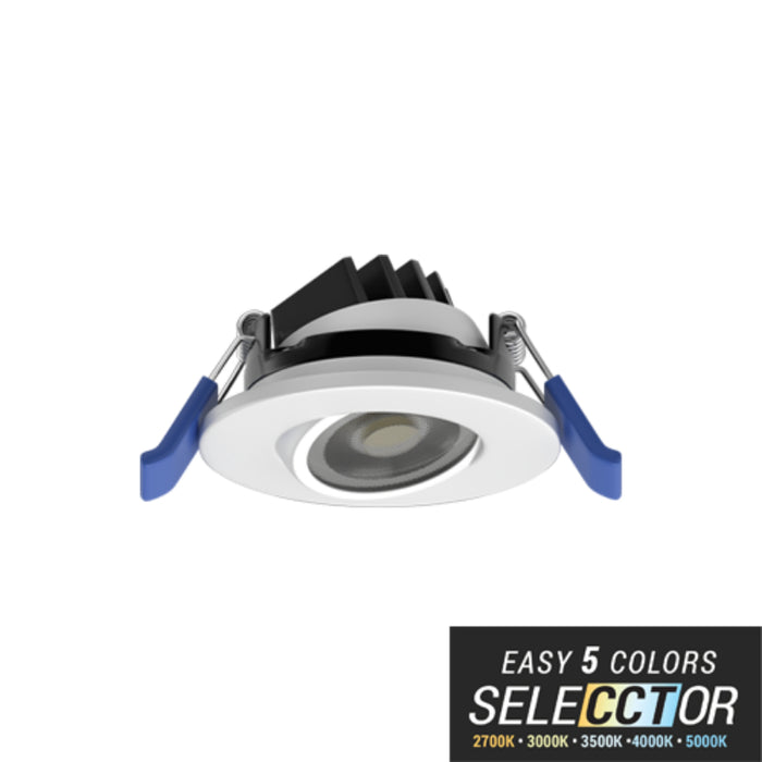 Elite RL173-CCT 1" 5W 360 Lumens, Canless LED Gimbal Adjustable,  CCT Selectable, Dimmable, 120V