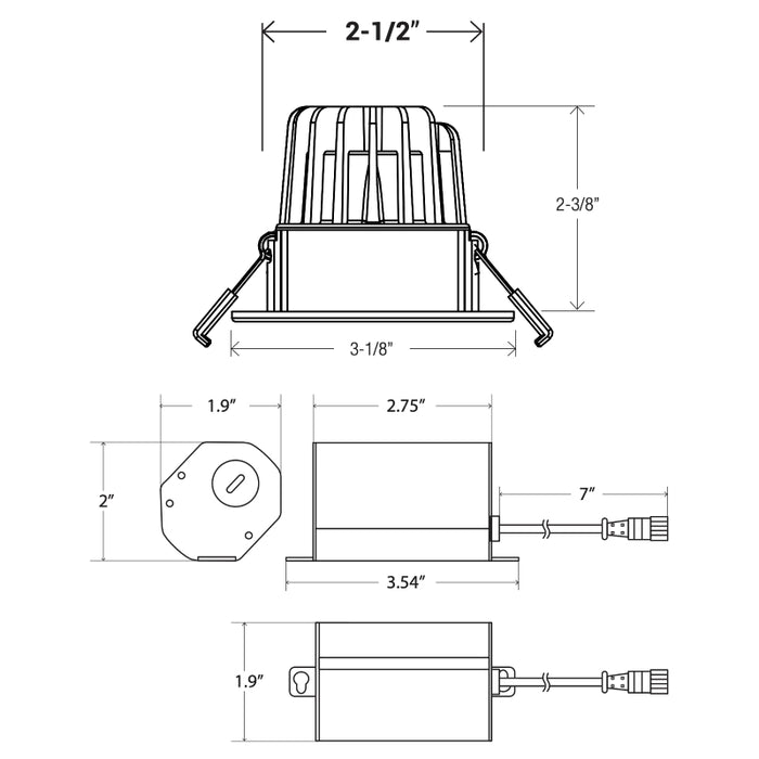 Elite RL271-CCT-600L 2" LED Candless Downlight , Round Reflector, Changeable Trim, 600 Lumen, CCT Selectable, 120V