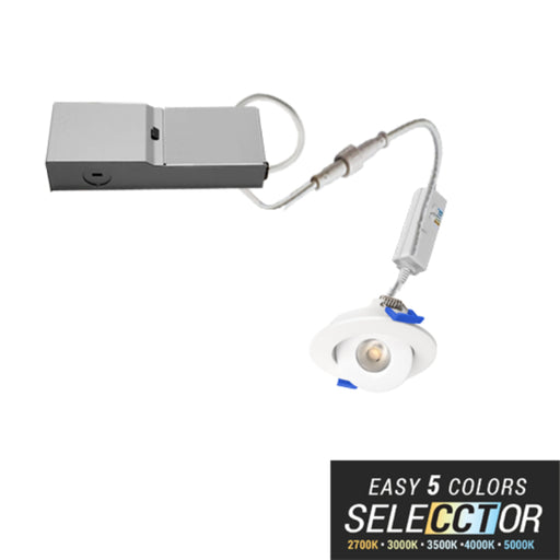 Elite RL273-CCT 2" Round LED Recessed Gimbal Slim Downlight, 5CCT Selectable, 400 Lumens