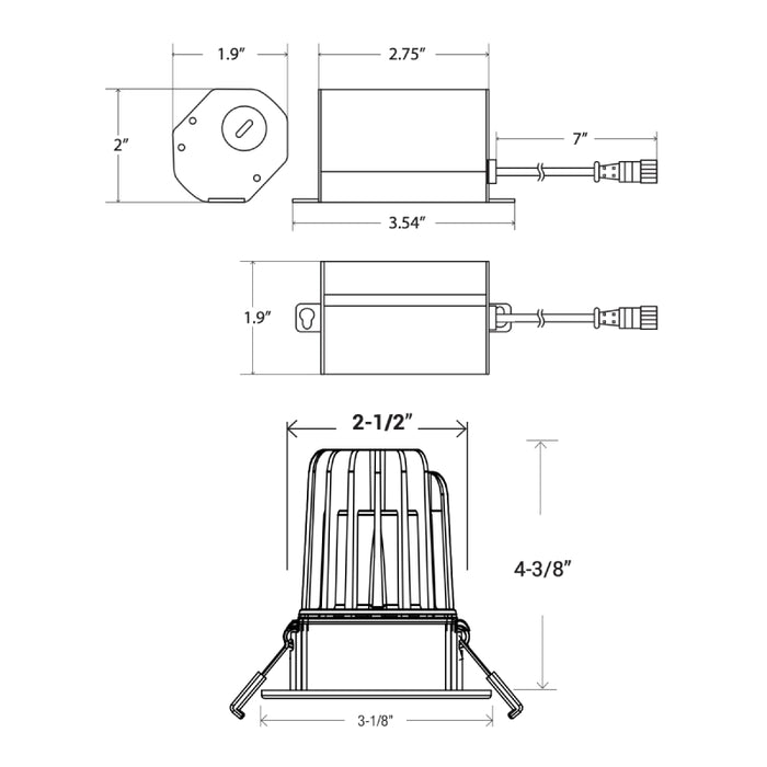 Elite RL275-CCT 2" Round LED Recessed Fixture with Baffle, CCT Selectable, 1000 Lumens