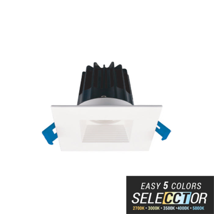 Elite RL276-CCT-600L 2" Square LED Recessed Fixture with Baffle, 600 Lumen, CCT Selectable